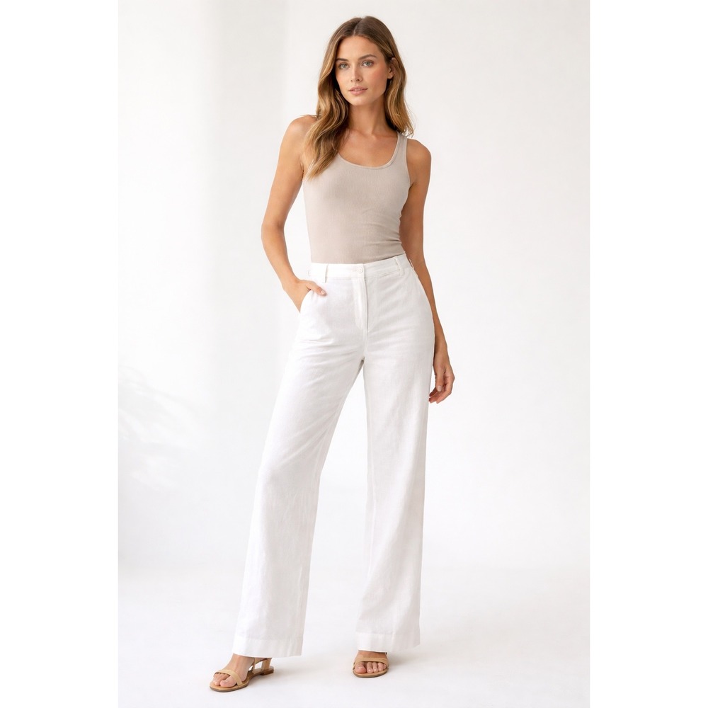 Nine West- White Linen Trousers Size 12
